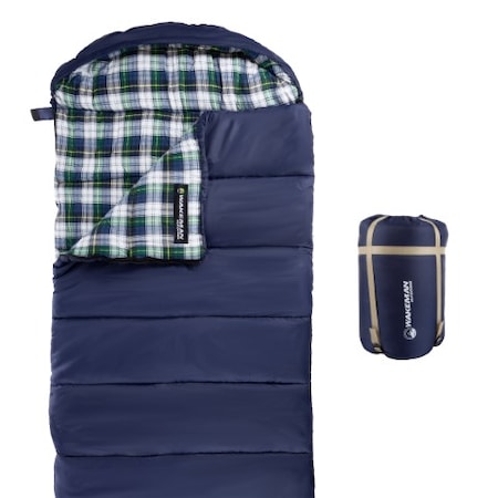 Leisure Sports Sleeping Bag, 32F Rated XL 3 Season Envelope Style with Hood for Camping, Hiking, Carry Bag (Navy) 478947OOM